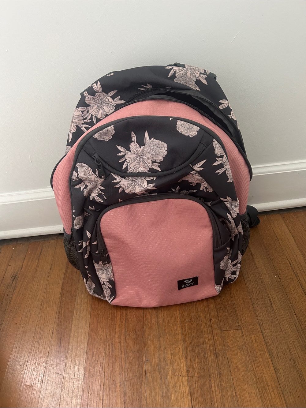 Roxy Pink and Black Floral Daypack